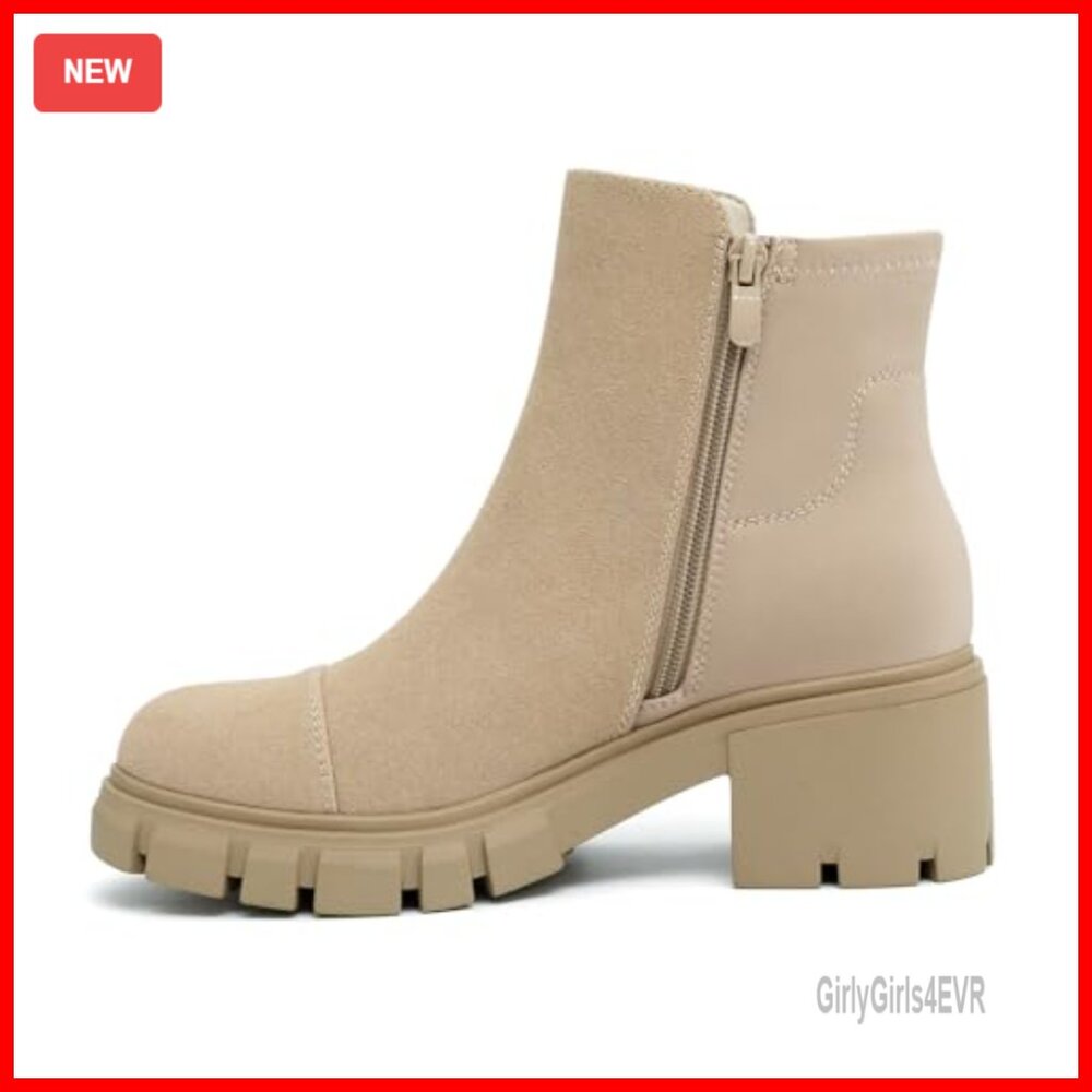 Platform Chelsea Booties with Side Zipper, Chunky Heel, Lug Sole - Picture 2 of 7